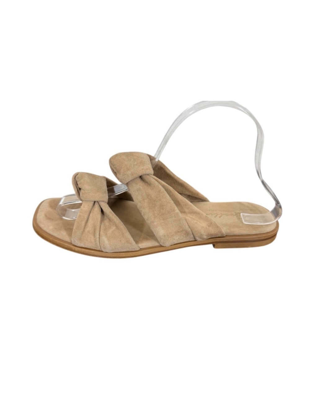 Avellini Suede Bow Knot Sandals Womens Size 8 Tan Slip On Italy Comfort Neutral